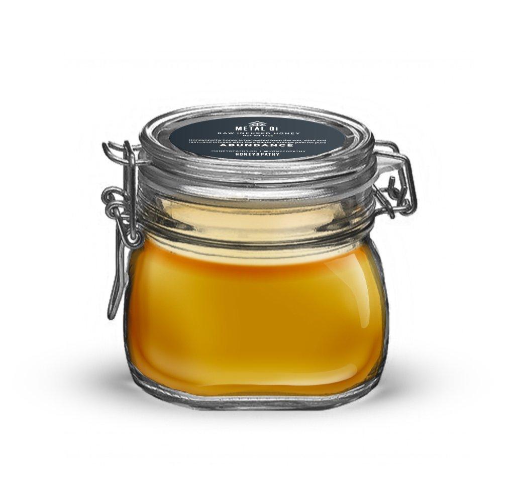 Abundance Qi Raw Infused Honey -  17oz Bormioli Rocco Swing Top Fido Canning Glass Jar 