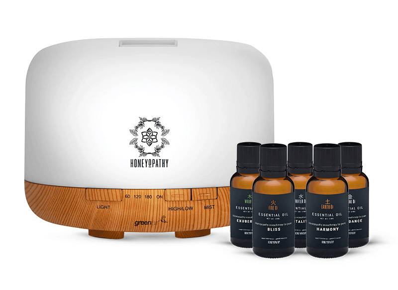 Qi Energy Essential Oil Aromatherapy + Diffuser Gift Set - Honeyopathy